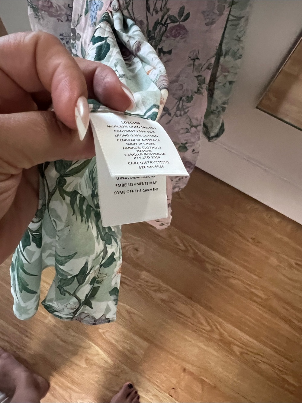 Rare Camilla Pastel Floral Spaghetti-Strap Midi Dress in Cream, Green, Blue - Picture 14 of 15